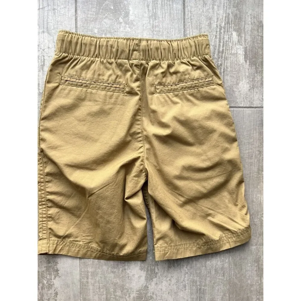 GAP Kids Boy Drawstring Elastic Short Pull-On Khaki Cargo Zip Pocket NEW S 6-7..